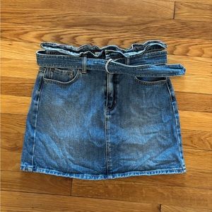 Pacsun Denim Mini Skirt, Paper bag waist, medium wash, size 27